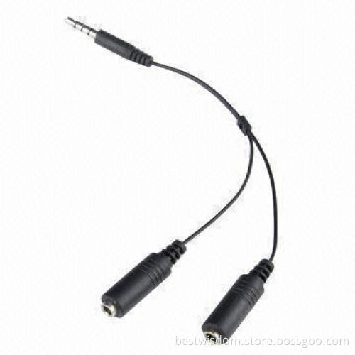 Speaker Cables, Stereo 3.5mm Male to Dual Female with 1.5m